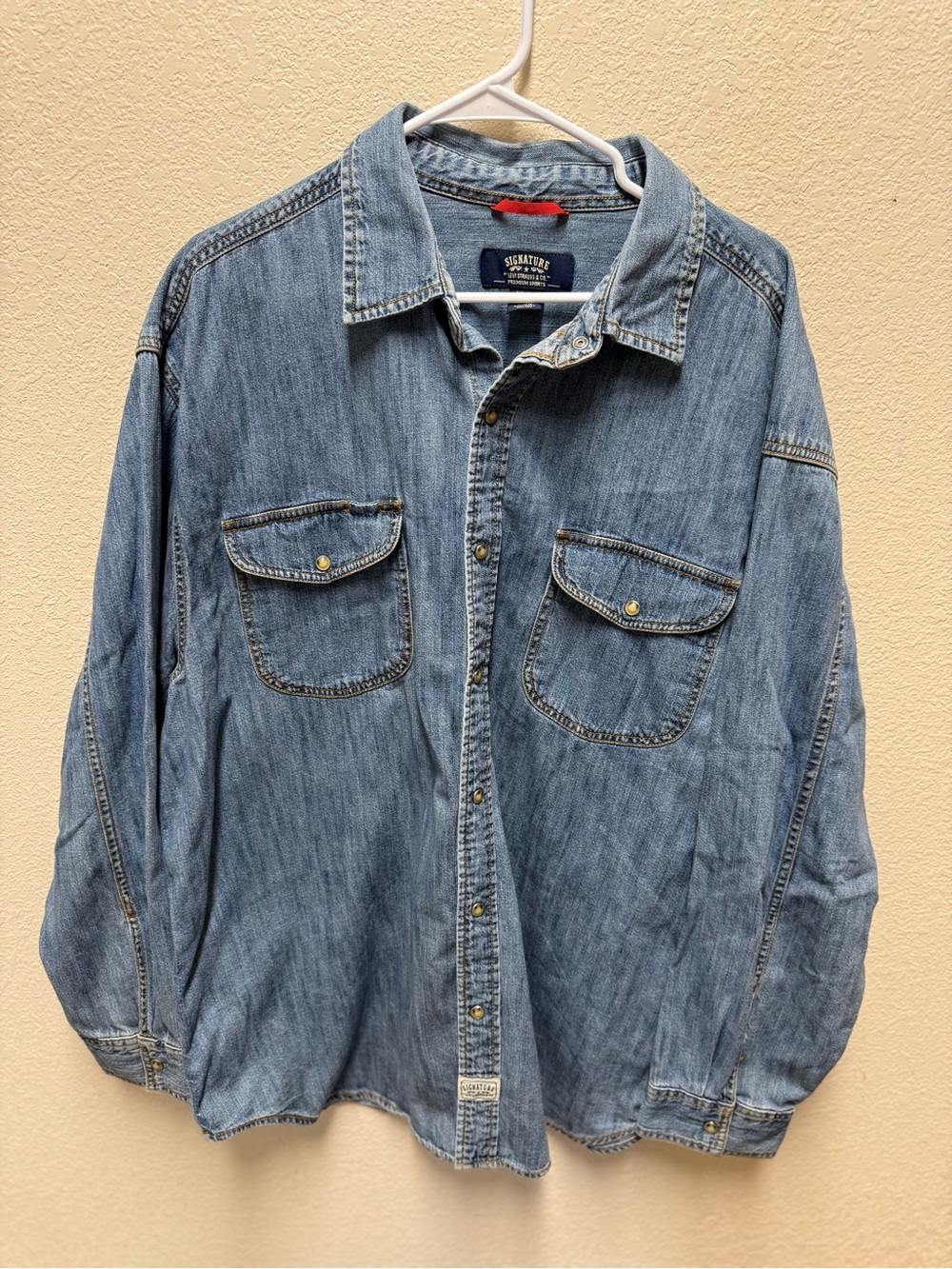 Signature by Levi Strauss Washed Blue Denim Shirt Jacket